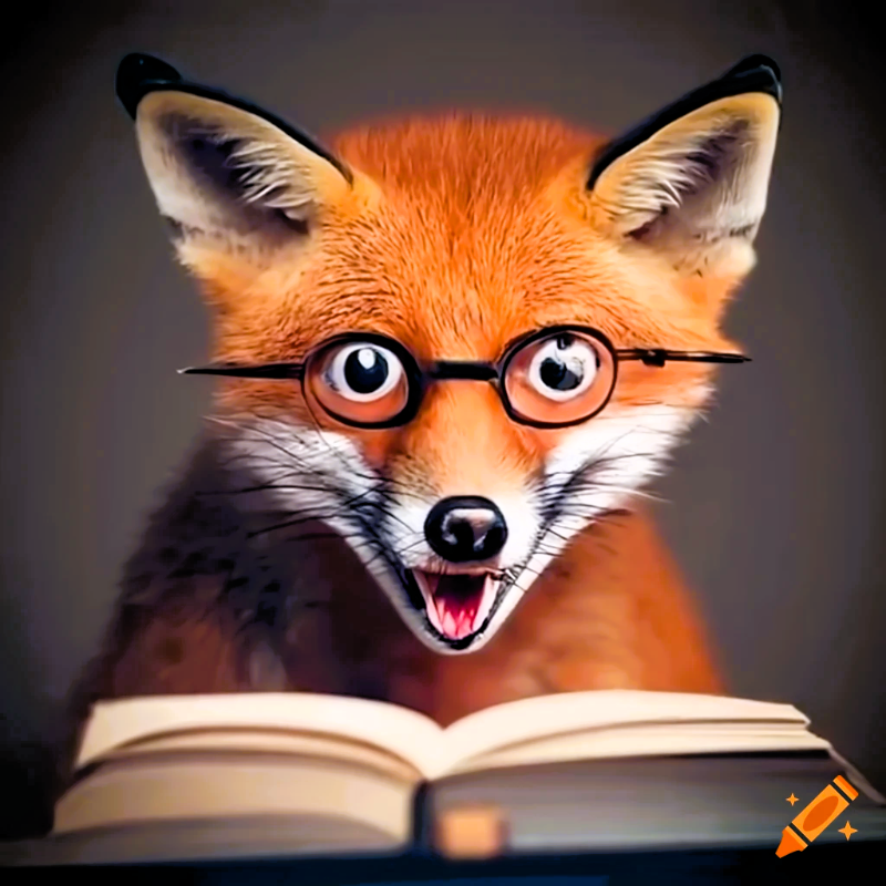 craiyon_180051_surprised_fox_with_open_mouth_in_glasses_looks_at_a_open_book.png