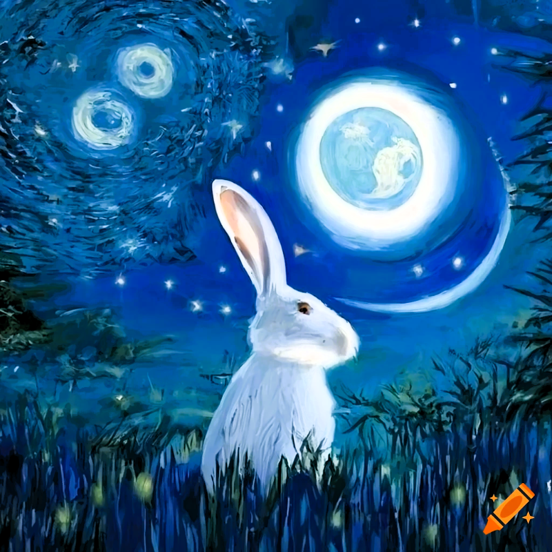 craiyon_192858_an_elegant_white_hare_admiring_a_crescent_moon_on_a_starry_night__white_on_blue__celt.png