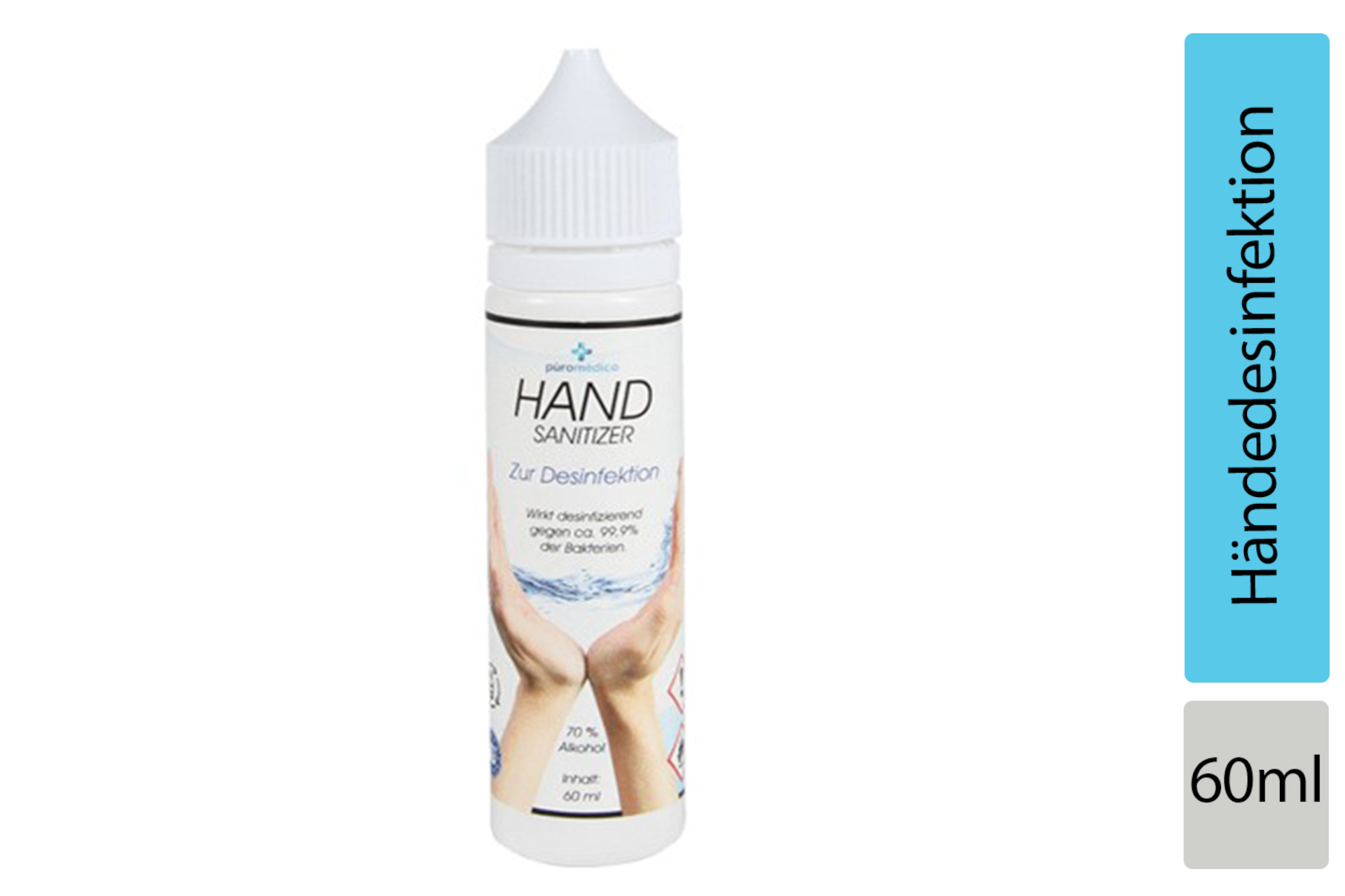 Hand Sanitizer zur Händedesinfektion, 60 ml Flasche