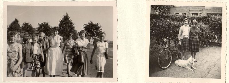 1957 Frl. Moritz mit Marion, Doris, Herma, Gabi, Uschi, Margret. 1956 mit Renate Jäger und meine Realschulklasse.jpg