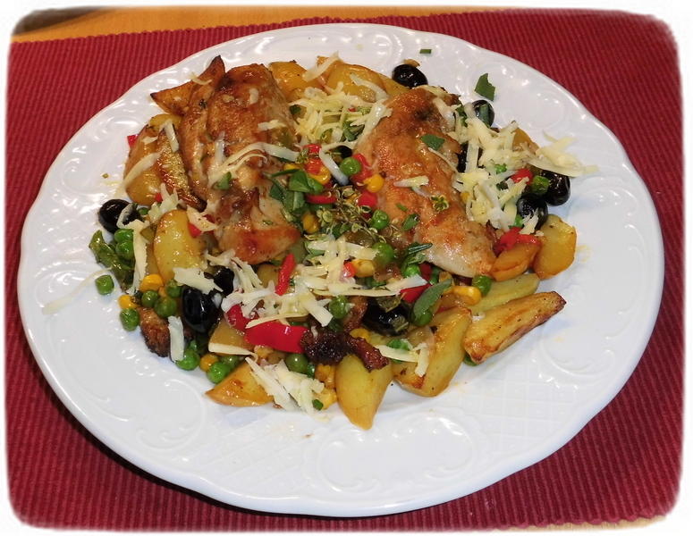 Hähnchenbrust mit Gemüse und Kartoffeln al Forno.JPG